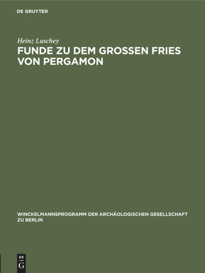 book: Funde zu dem grossen Fries von Pergamon