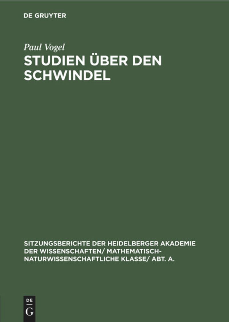 book: Studien über den Schwindel