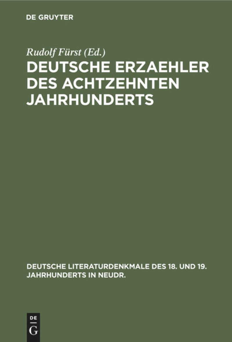 book: Deutsche Erzaehler des achtzehnten Jahrhunderts
