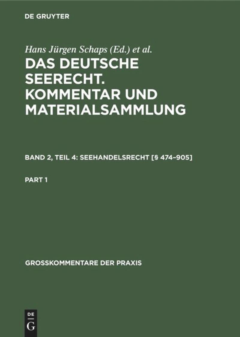 book: Band 2, Teil 4 Seehandelsrecht [§ 474–905]