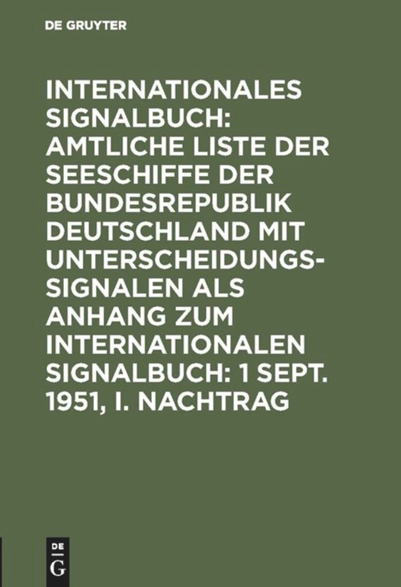 book: 1 Sept. 1951, I. Nachtrag