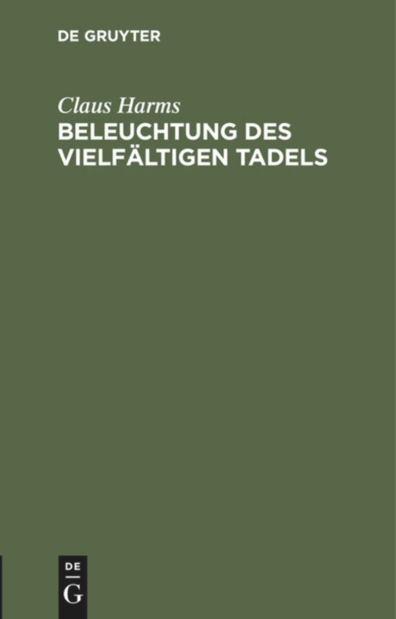 book: Beleuchtung des vielfältigen Tadels
