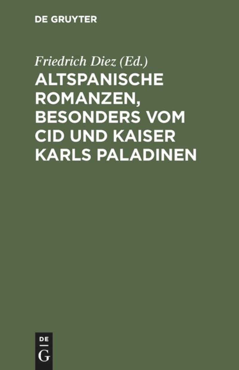 book: Altspanische Romanzen, besonders vom Cid und Kaiser Karls Paladinen