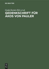 book: Gedenkschrift für Ákos von Pauler
