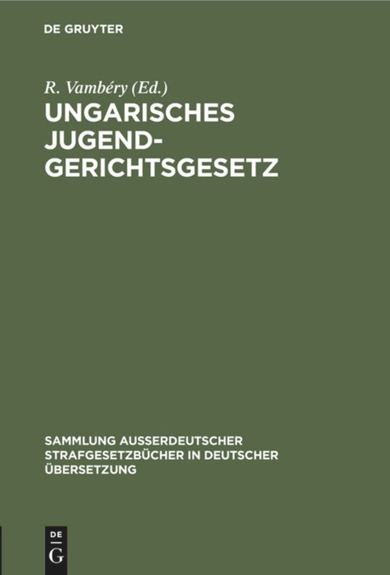 book: Ungarisches Jugendgerichtsgesetz