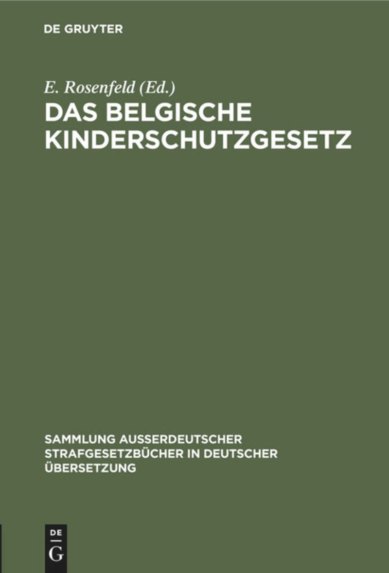 book: Das belgische Kinderschutzgesetz