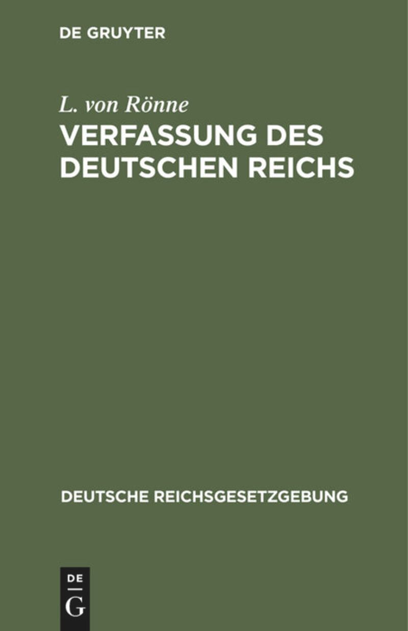 book: Verfassung des Deutschen Reichs