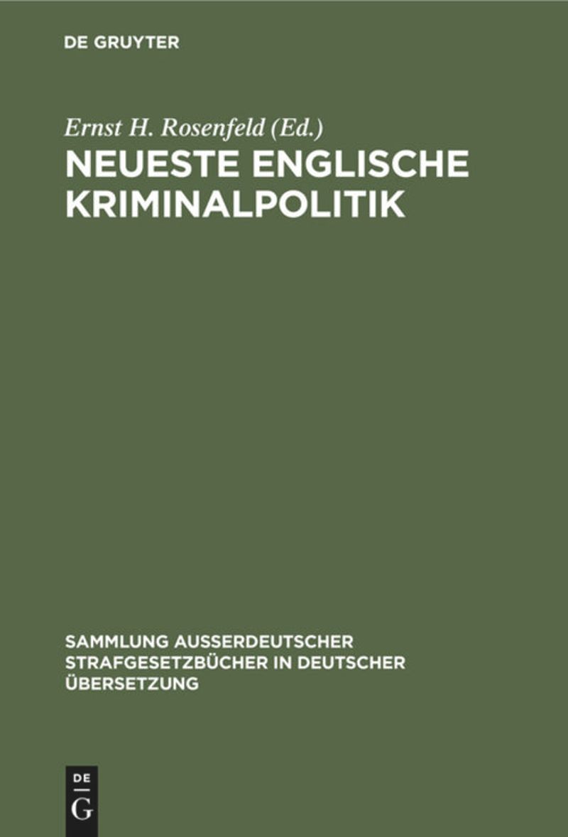book: Neueste Englische Kriminalpolitik