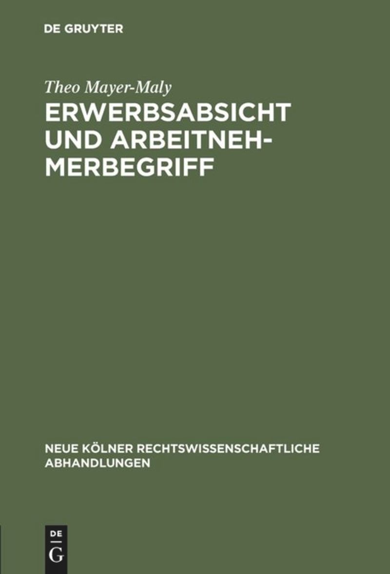 book: Erwerbsabsicht und Arbeitnehmerbegriff
