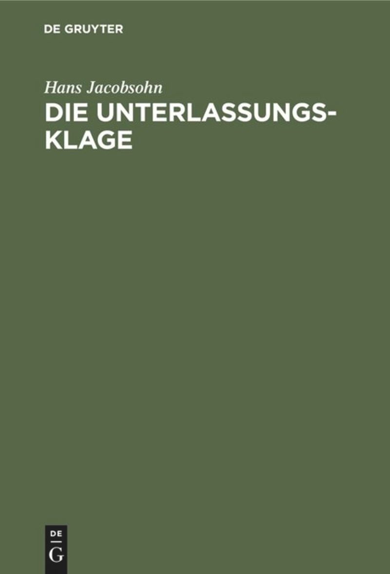 book: Die Unterlassungsklage