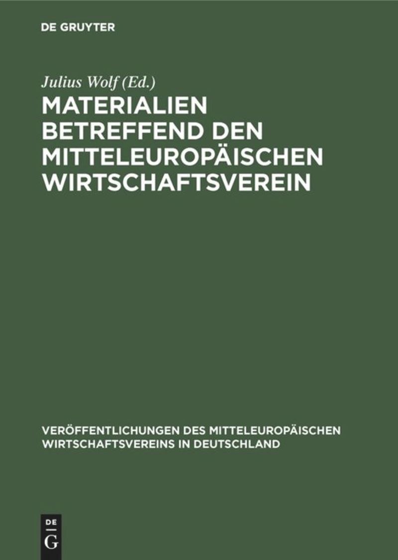 book: Materialien betreffend den mitteleuropäischen Wirtschaftsverein