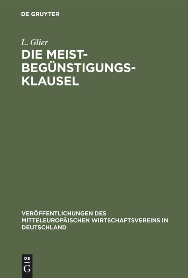 book: Die Meistbegünstigungs-Klausel