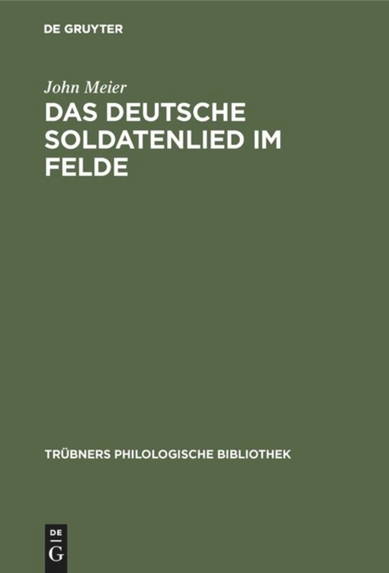 book: Das deutsche Soldatenlied im Felde