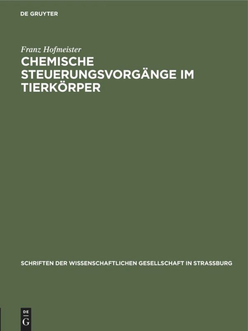 book: Chemische Steuerungsvorgänge im Tierkörper