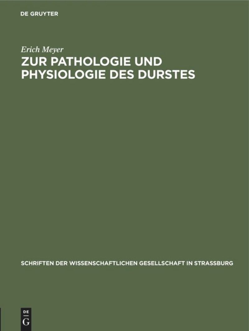 book: Zur Pathologie und Physiologie des Durstes