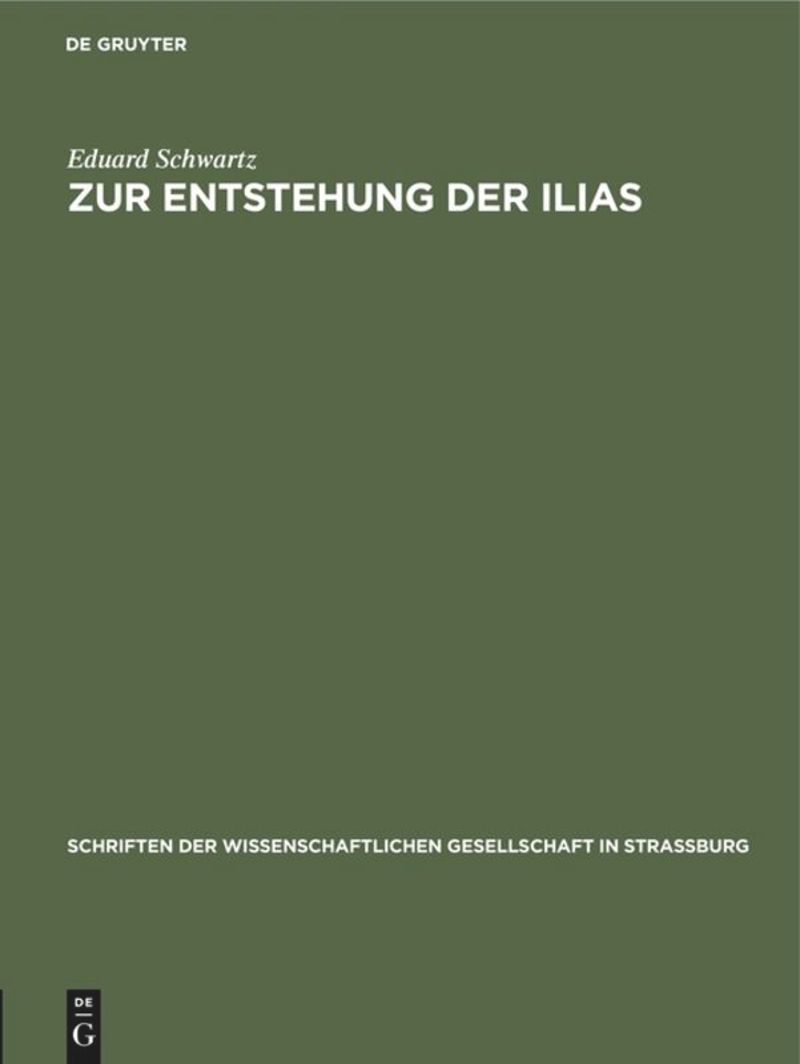 book: Zur Entstehung der Ilias