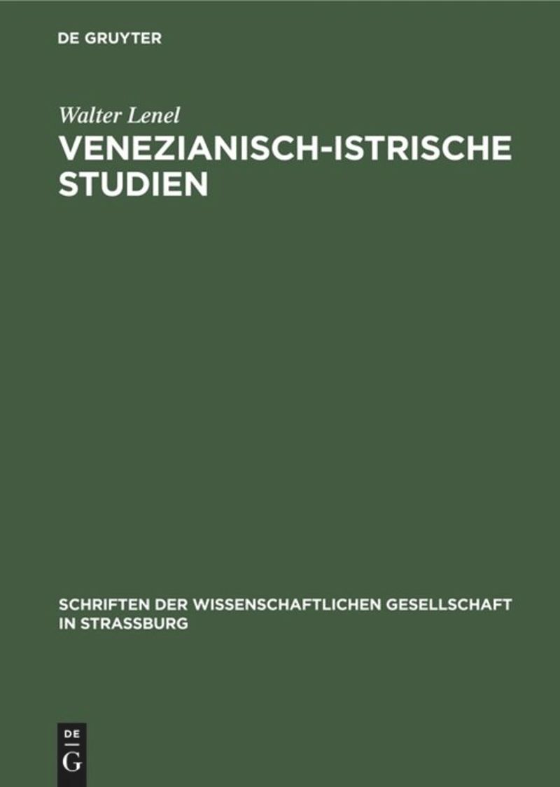 book: Venezianisch-Istrische Studien