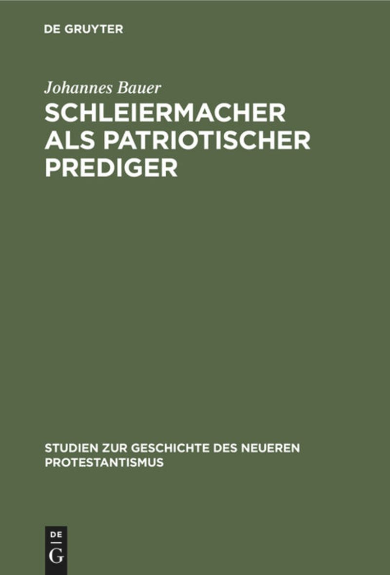 book: Schleiermacher als patriotischer Prediger
