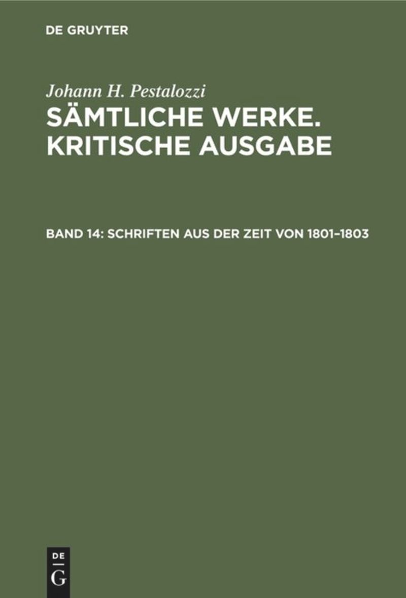 book: Band 14 Schriften aus der Zeit von 1801–1803