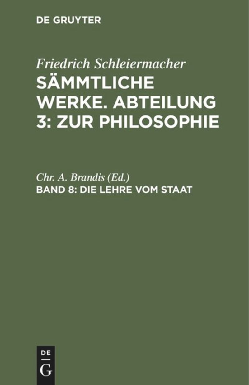 book: Band 8 Die Lehre vom Staat
