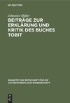 book: Beiträge zur Erklärung und Kritik des Buches Tobit