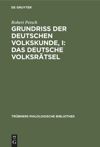 book: Grundriß der deutschen Volkskunde, I: Das deutsche Volksrätsel