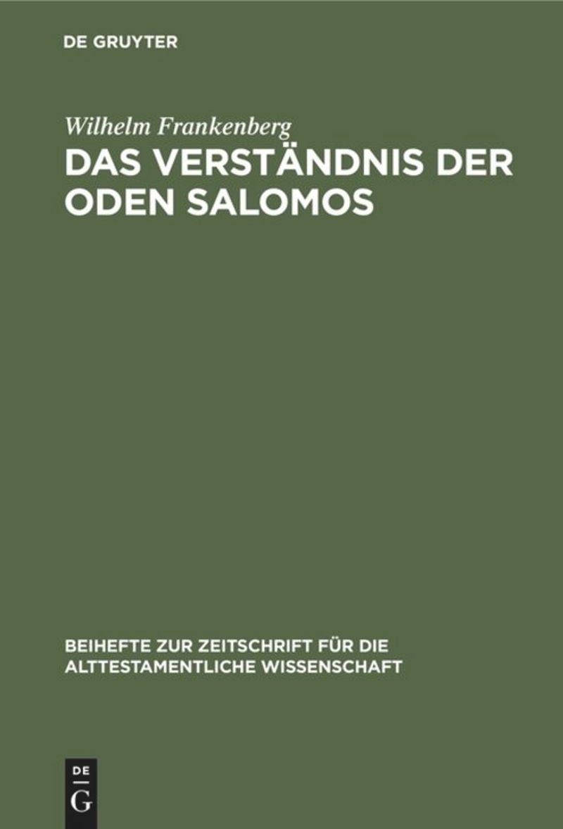 book: Das Verständnis der Oden Salomos