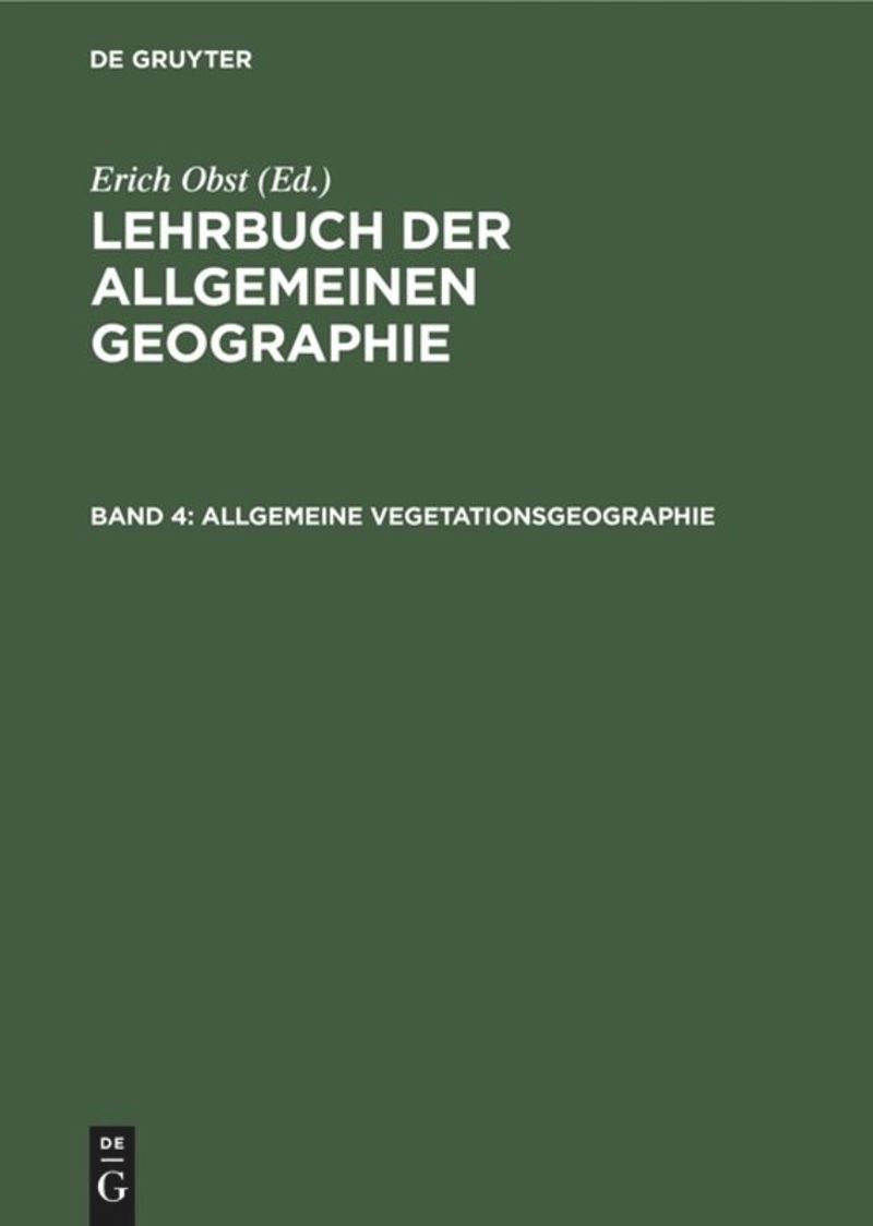 book: Band 4 Allgemeine Vegetationsgeographie