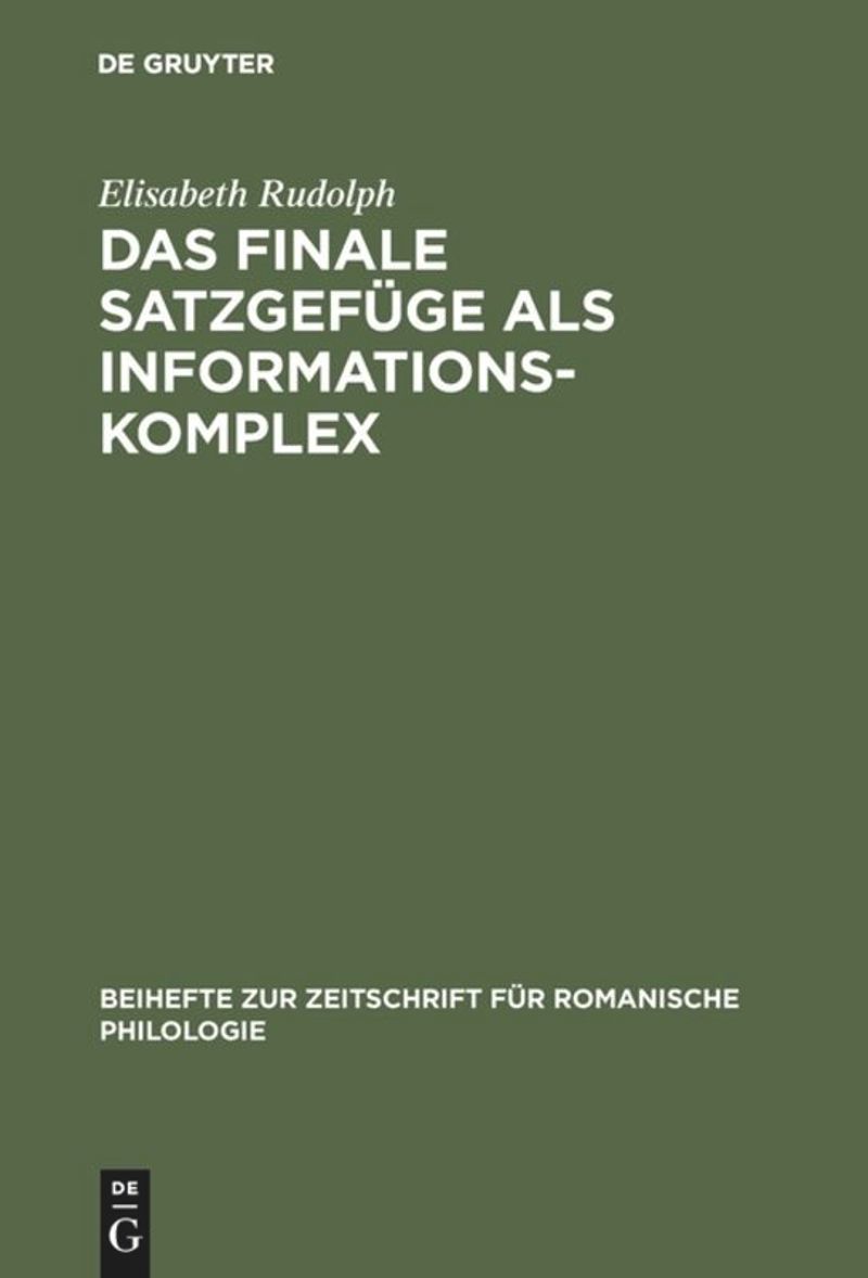 book: Das finale Satzgefüge als Informationskomplex