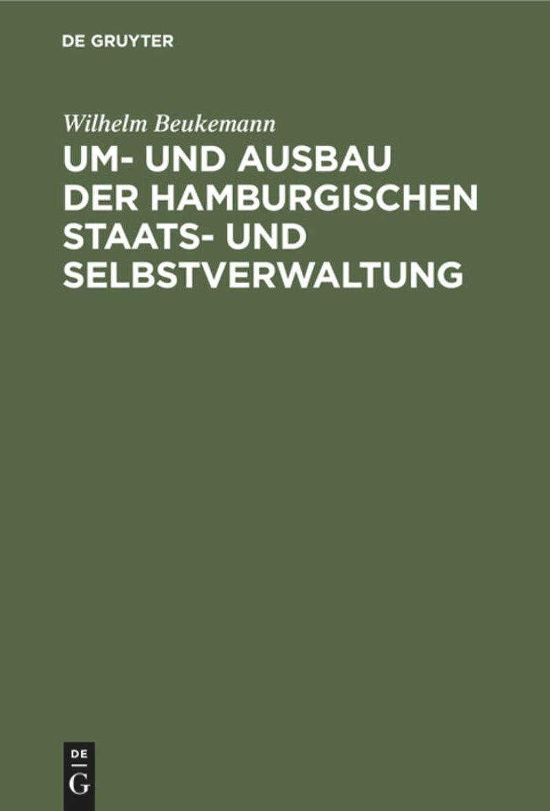 book: Um- und Ausbau der Hamburgischen Staats- und Selbstverwaltung