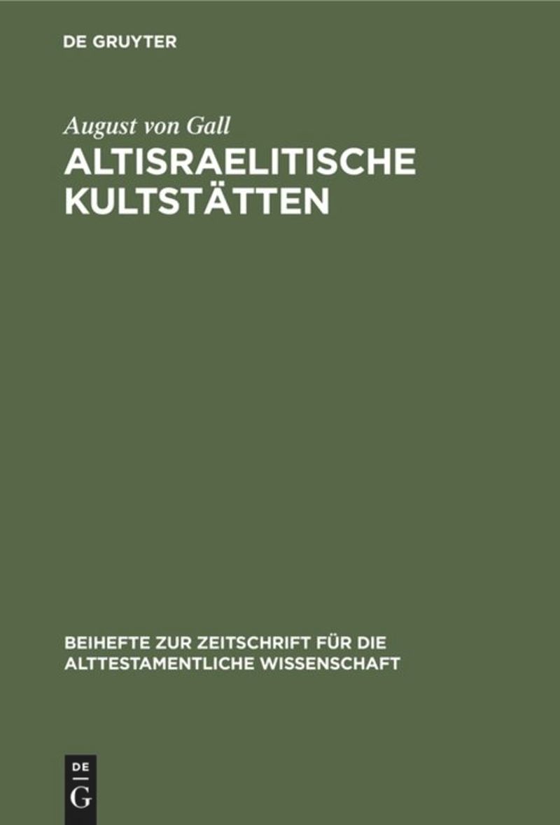 book: Altisraelitische Kultstätten