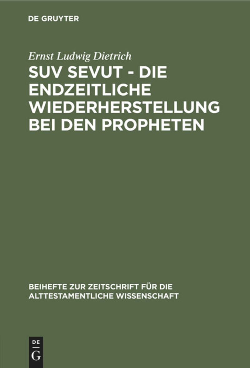 book: Suv sevut - die endzeitliche Wiederherstellung bei den Propheten