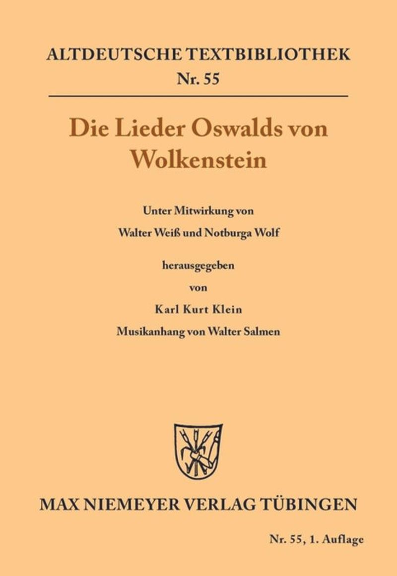 book: Die Lieder Oswalds von Wolkenstein