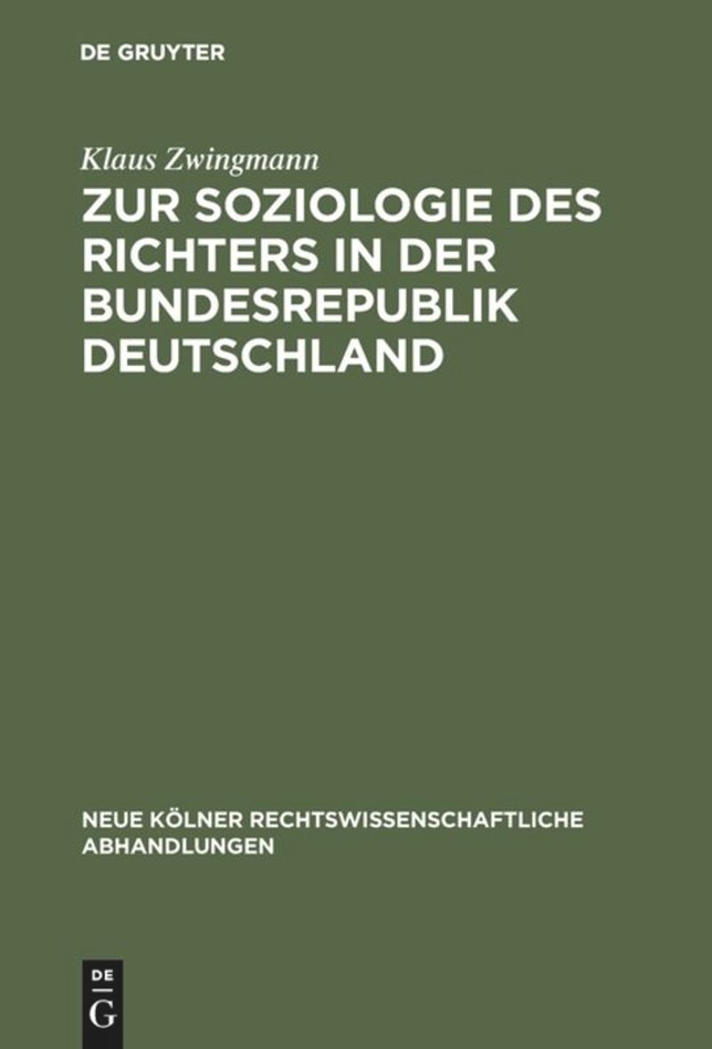 book: Zur Soziologie des Richters in der Bundesrepublik Deutschland