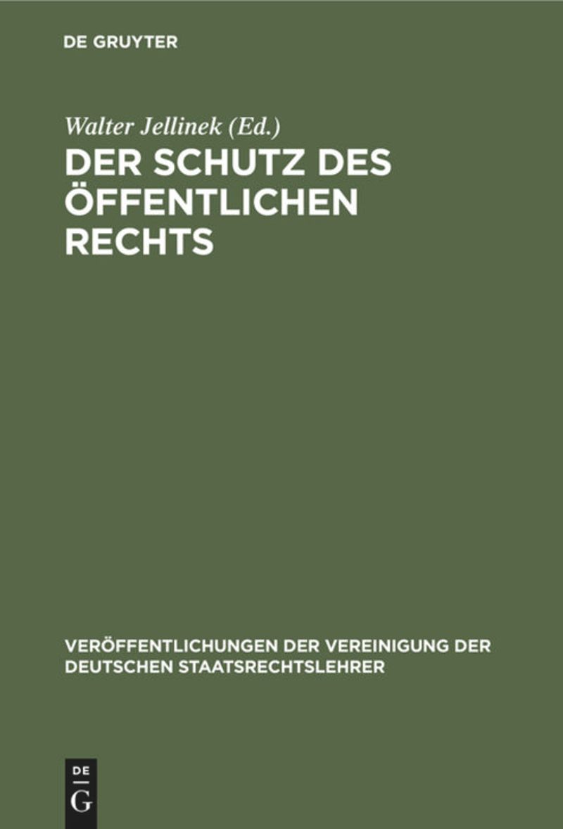 book: Der Schutz des öffentlichen Rechts