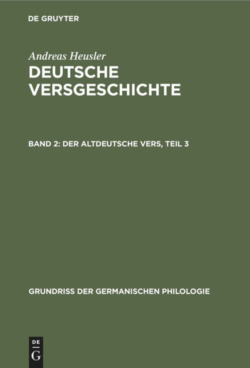 book: Band 2 Der altdeutsche Vers, Teil 3