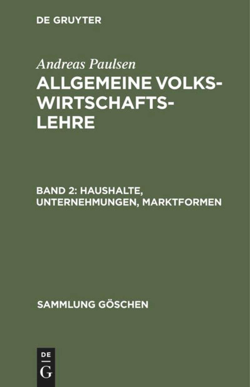 book: Band 2 Haushalte, Unternehmungen, Marktformen