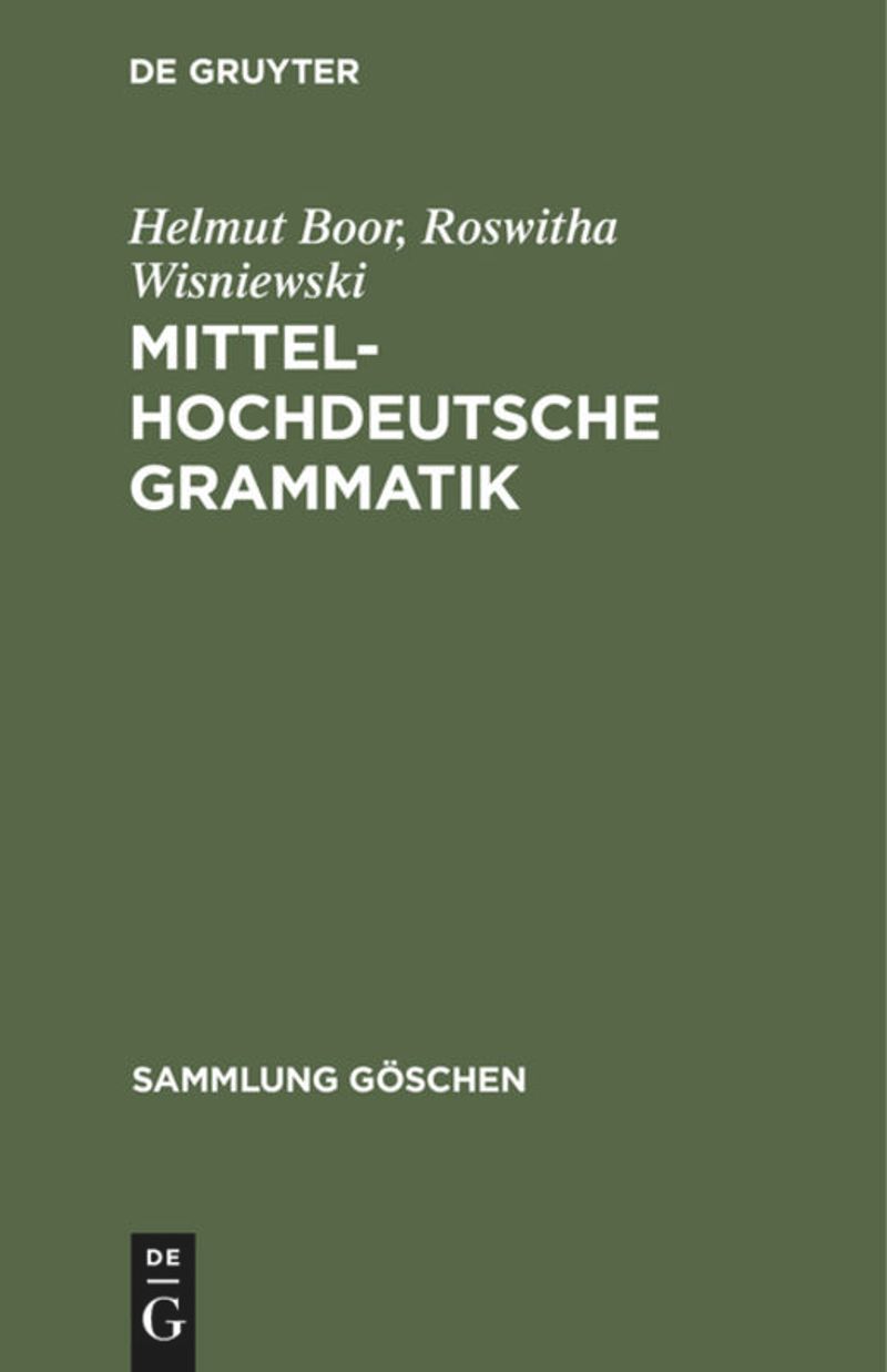 book: Mittelhochdeutsche Grammatik