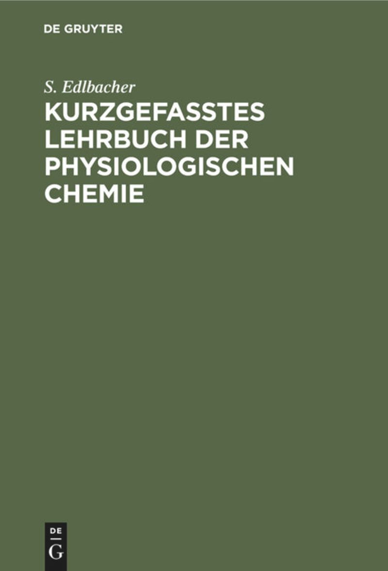 book: Kurzgefasstes Lehrbuch der physiologischen Chemie