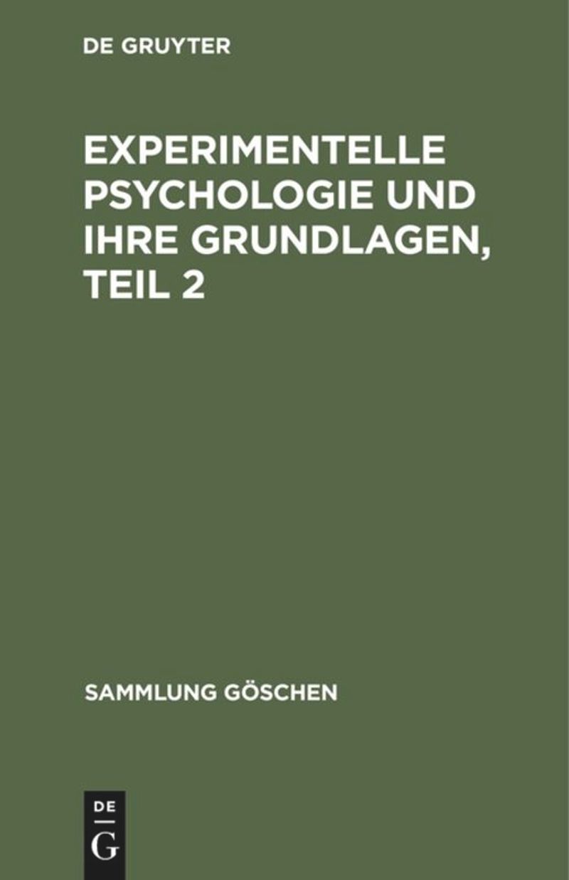 book: Experimentelle Psychologie und ihre Grundlagen, Teil 2