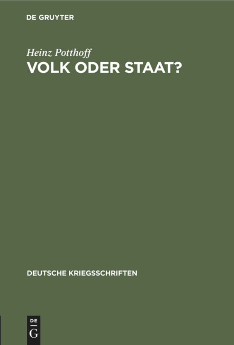 book: Volk oder Staat?