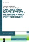 book: Analoge und digitale Texte – Methoden und Institutionen