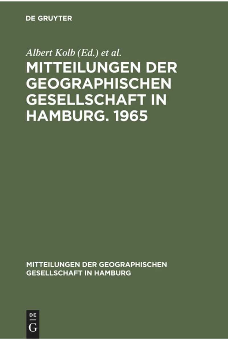 book: Mitteilungen der Geographischen Gesellschaft in Hamburg. 1965
