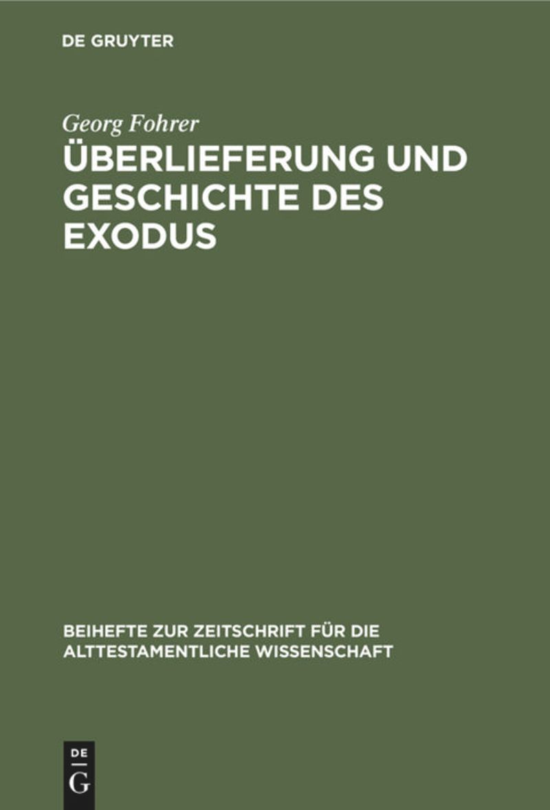 book: Überlieferung und Geschichte des Exodus