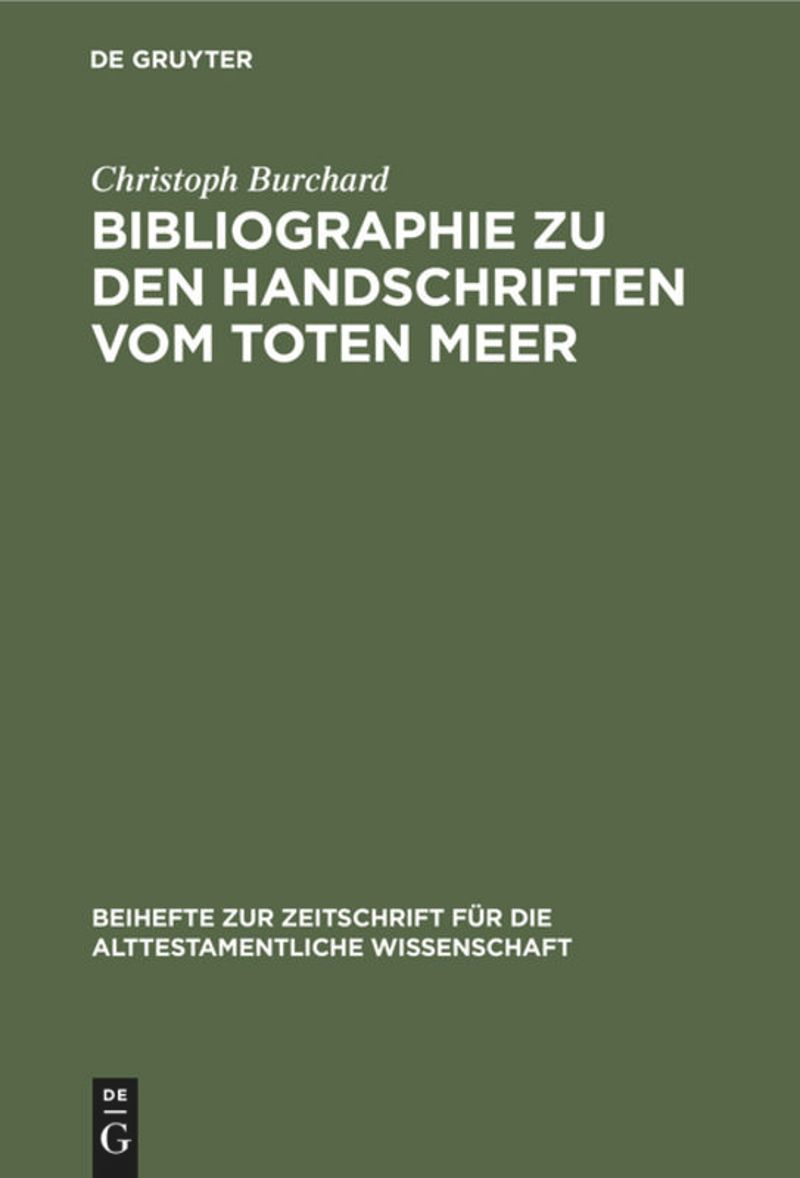book: Bibliographie zu den Handschriften vom Toten Meer