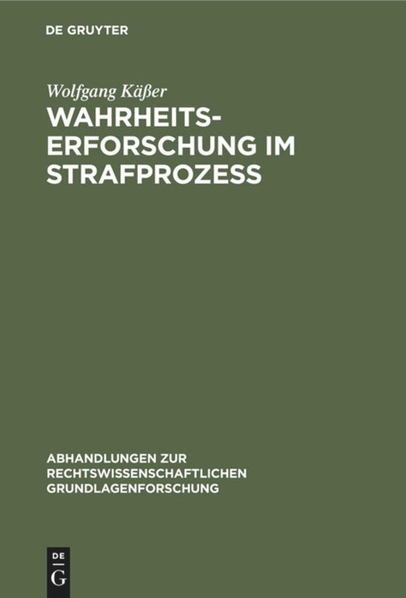 book: Wahrheitserforschung im Strafprozeß