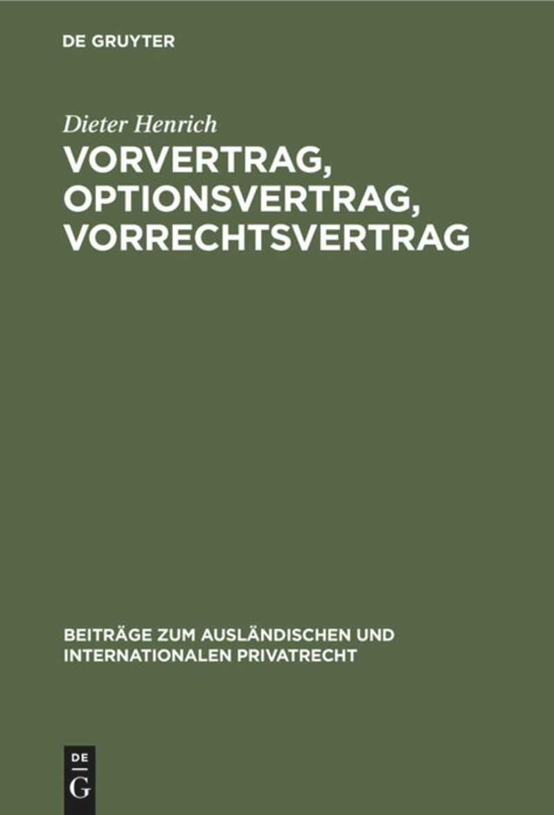 book: Vorvertrag, Optionsvertrag, Vorrechtsvertrag