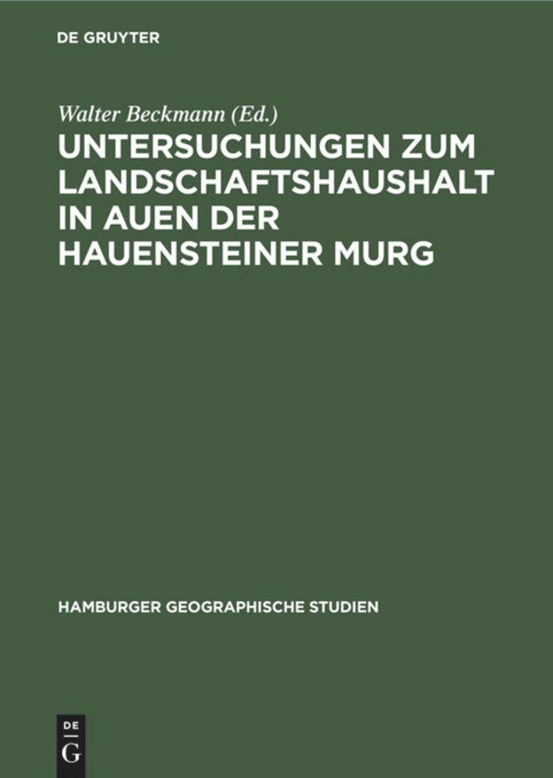book: Untersuchungen zum Landschaftshaushalt in Auen der Hauensteiner Murg
