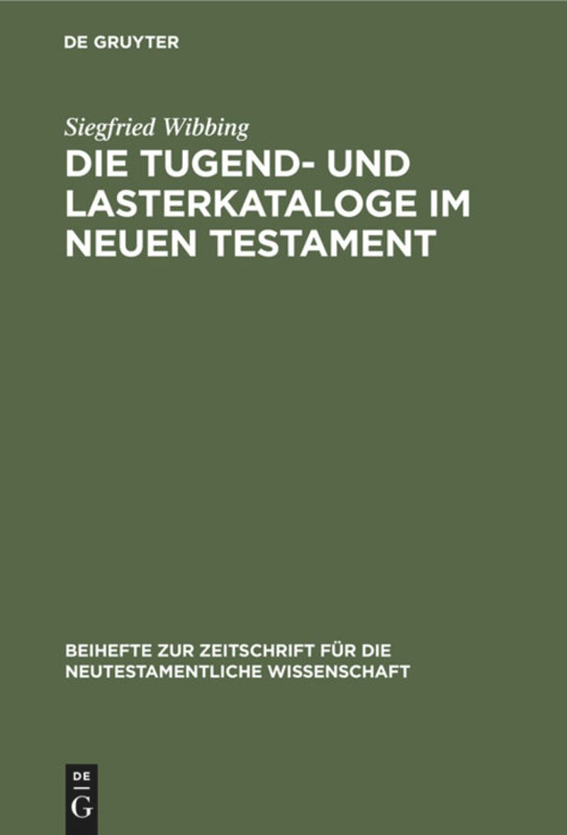 book: Die Tugend- und Lasterkataloge im Neuen Testament