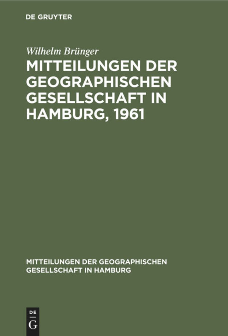 book: Mitteilungen der Geographischen Gesellschaft in Hamburg, 1961
